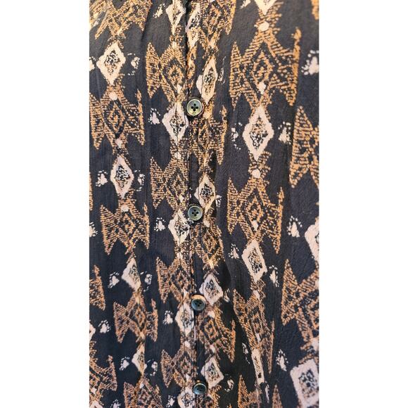 Billabong Geometric Me Knot oversized Lagenlook Bell Sleeve Top Boho M beach EUC - Picture 6 of 9